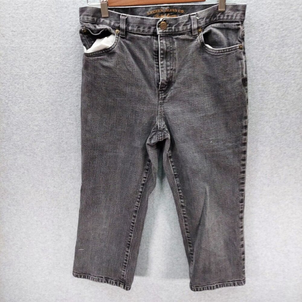 Lauren Jeans Co. Womens Jeans‎ 10 Faded Black Stretch  Straight Leg Medium Wash